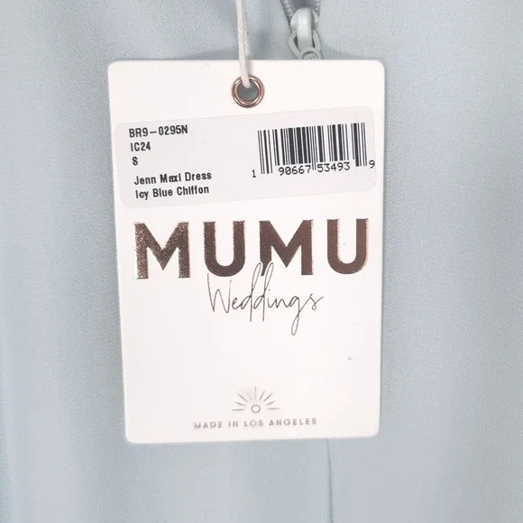 Show Me Your Mumu New Maxi Dress SMALL Jenn Icy Blue Chiffon Bridesmaids Wedding
